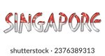 SINGAPORE flag text font, 3D SINGAPORE colorful background, SINGAPORE flag vector illustration