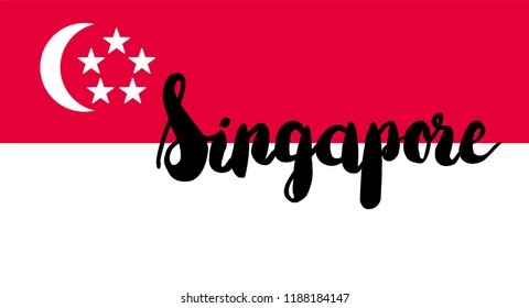 Singapore Flag with text. Vector