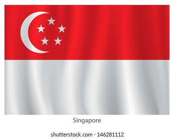 Singapore flag with titles on the white background, vector illustration