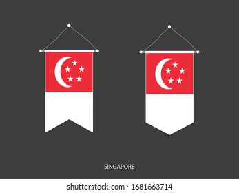 Singapore flag in various shape, Soccer Flag Pennant Vector ,Vector illustration.