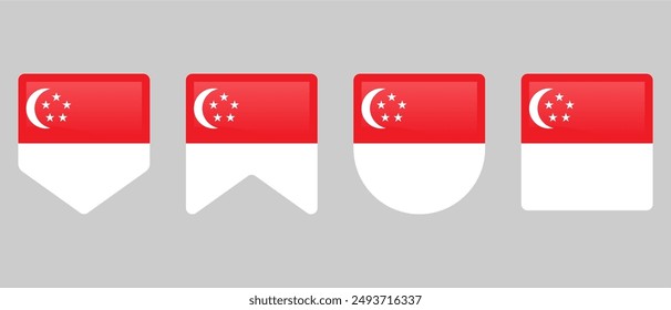 Singapore flag with various shapes vector eps for design element, decoration, banner, emblem, promotion, event, holiday, social media post, icon, poster design, etc. scalable eps file format.