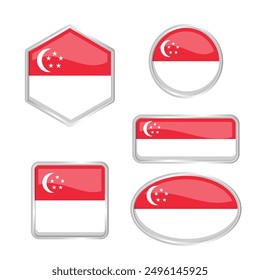 Singapore flag with various shapes vector eps for design element, decoration, banner, emblem, promotion, event, holiday, social media post, icon, poster, etc. Editable and scalable