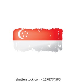 Singapore flag, vector illustration on a white background