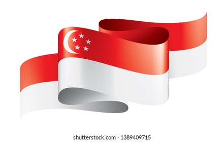 Singapore flag, vector illustration on a white background.