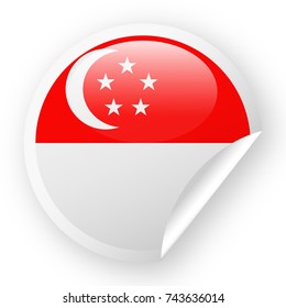 Singapore Flag Vector Round Corner Paper Icon - Illustration