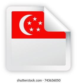 Singapore Flag Vector Square Corner Paper Icon - Illustration