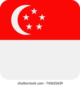 Singapore Flag Vector Square Flat Icon - Illustration
