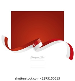 Singapore flag vector. World flags and ribbons. Singaporean flag ribbon on abstract color background