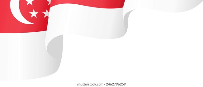 Onda de la bandera de Singapur aislada en png o Ilustración vectorial de fondo transparente.