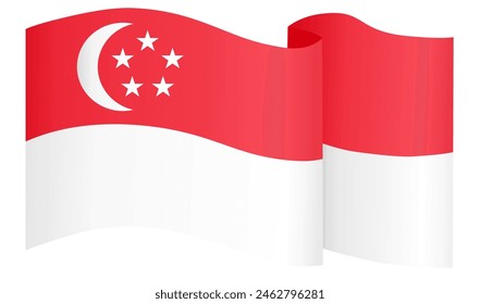 Singapore flag wave isolated on png or transparent background vector illustration.