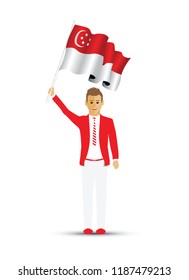 Singapore Flag Waving Man