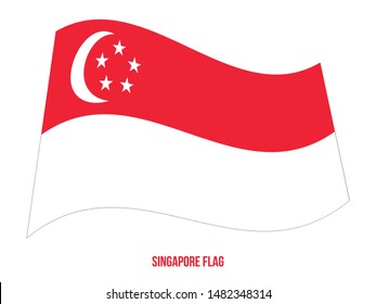 Singapore Flag Waving Vector Illustration on White Background. Singapore National Flag.