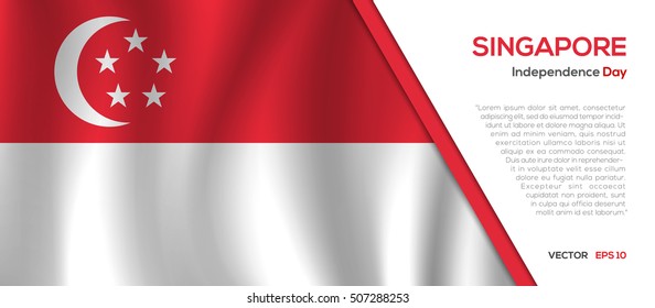 Singapore flag waving vector illustration