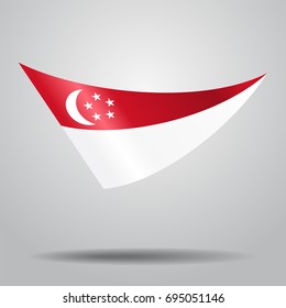Singapore flag wavy abstract background. Vector illustration.