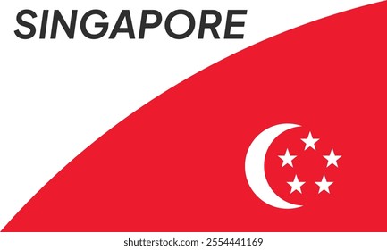 Singapore flags isolated on white. Happy independence day abstract background. Vector illustration