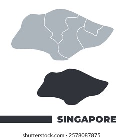 Singapore flat and border outline vector maps