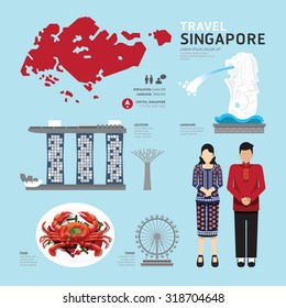 Singapore Flat Icons Design Travel Concept.Vector