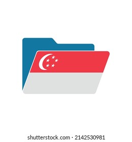 Singapore. Folder icon with Singapore flag. Vector folders icons with flags. Isolated on white background