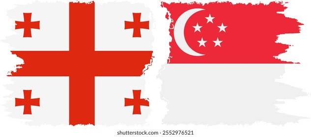 Singapore and Georgia grunge flags connection, vector