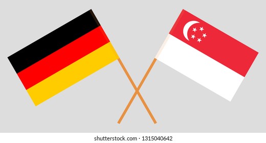 Singapore and Germany. The Singaporean and German flags. Official colors. Correct proportion. Vector illustration