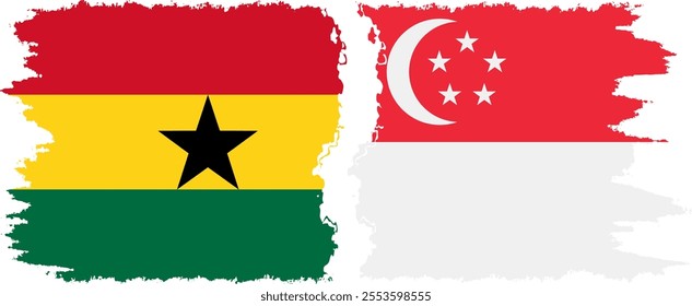 Singapore and Ghana grunge flags connection, vector