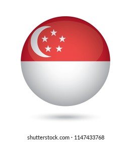 Singapore glossy round button. Vector Illustration EPS10.