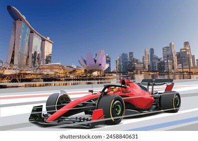 Singapore gp street city bay win flag f1 one race prix car event logo sign auto icon jet sport racing fast fans game team motor speed art vector power hybrid red racer Asia track banner flyer poster
