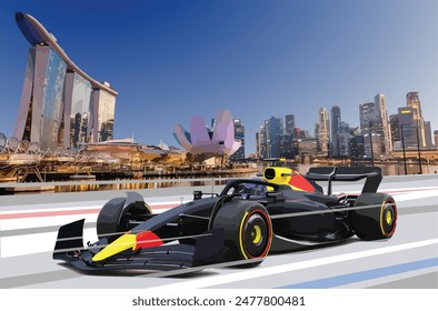 Singapore gp street city bay win flag f1 one race prix car event logo sign auto icon jet sport racing fast fans game team motor speed art vector power hybrid bay racer Asia track banner flyer poster
