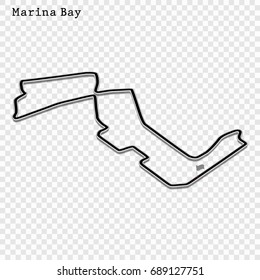 Singapore grand prix race track. circuit for motorsport and autosport. Vector illustration. Marina Bay Street Circuit