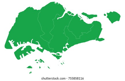 Singapore Map Green Color On Png Stock Vector (Royalty Free) 2065214147 ...