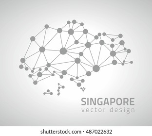 Singapore Grey Dot Mosaic Perspective Vector Map