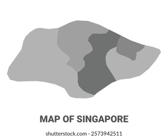 Singapore Greyscale political map simple flat illustration