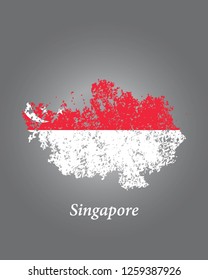 Singapore grunge old state flag