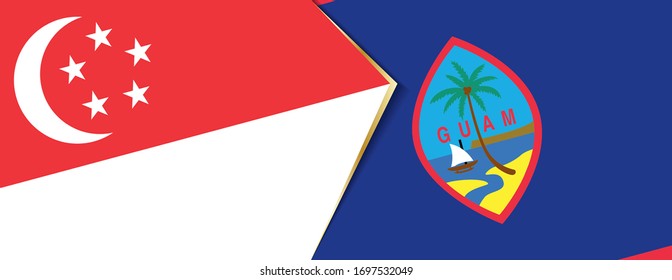 Banderas de Singapur y Guam, dos banderas vectoriales símbolo de relación o confrontación.