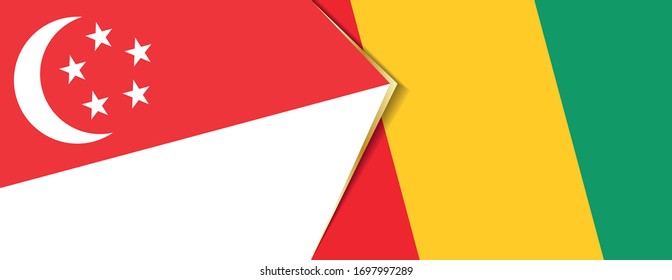 Singapore and Guinea flags, two vector flags symbol of relationship or confrontation.