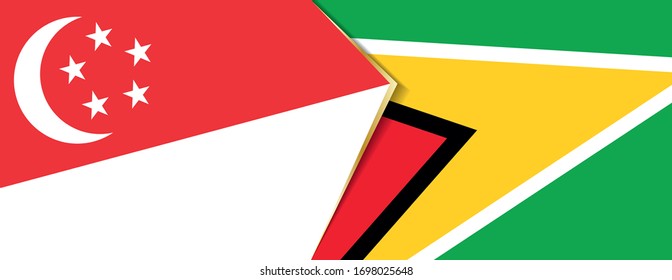 Singapur und Guyana Flaggen, zwei Vektorillustrationen Flaggen Symbol für Beziehung oder Konfrontation.