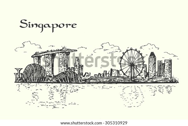 Singapore Hand Drawn Isolated Illustration Stock Vector (Royalty Free ...