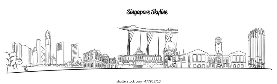 singapore skyline sketch