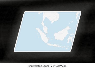 Singapore Highlighted in Flag Colors on Geographic Map. Modern Map on a dark abstract backdrop.