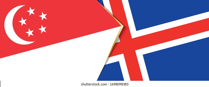 Singapore and Iceland flags, two vector flags symbol of relationship or confrontation.