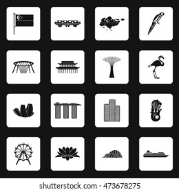 Singapore icons set in simple style. Singapore attractions set collection vector illustration