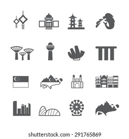 Singapore icons set, Vector