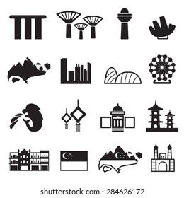 Singapore icons set,Vector