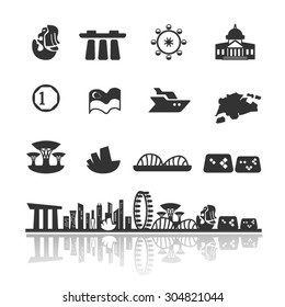 Singapore icons set,Vector