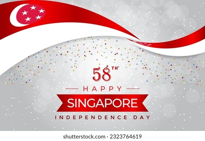 singapore independence day 58th of august banner with abstract gradient red and white background design21