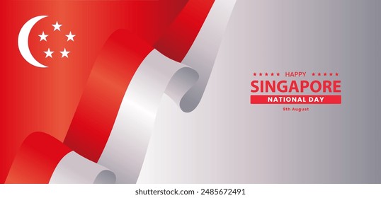 Singapore Independence day background. vector illustration of 9th August independence of Singapore. National day holiday template for poster, banner, invitation, flyer, etc.