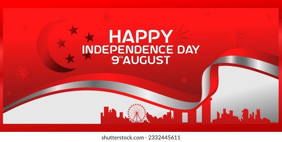 Singapore independence day banner design, suitable for official independence day events