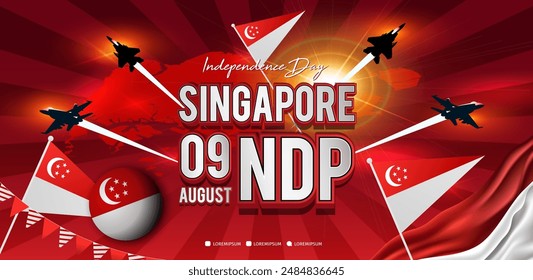 Día de la Independencia de Singapur. Celebración Ilustración vectorial, póster y diseño de Anuncio