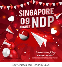 Singapore Independence Day. Celebration vector illustration, poster and banner design