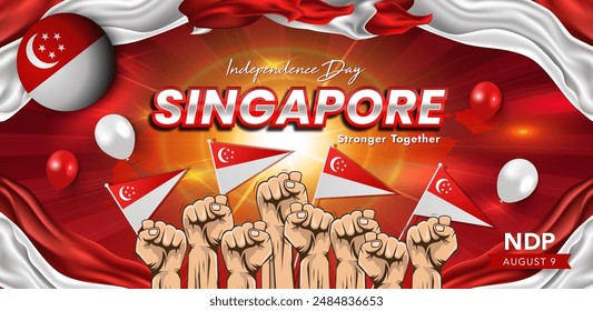 Singapore Independence Day. Celebration vector illustration, poster and banner design